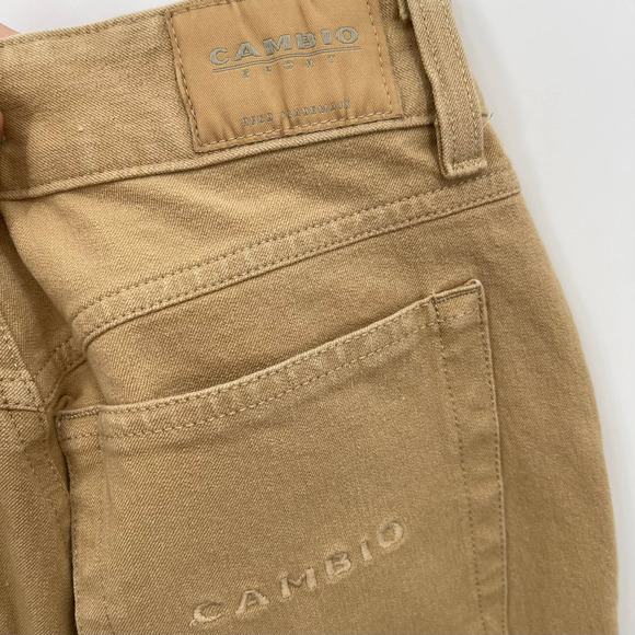 CAMBIO High Rise Camel Khaki Tan Jeans 30" Inseam - Size 6 - Picture 7 of 13